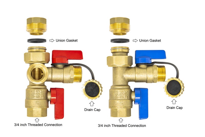 Libra Supply 3/4 inch IPS Isolator Tankless Water Heater Service Valve Kit â€“ 3/4'' FNPT X FNPT Thread Brass Isolation Set with Pressure Relief Valve | Pipe Fittings, Supplies & Spare Parts - Image 2